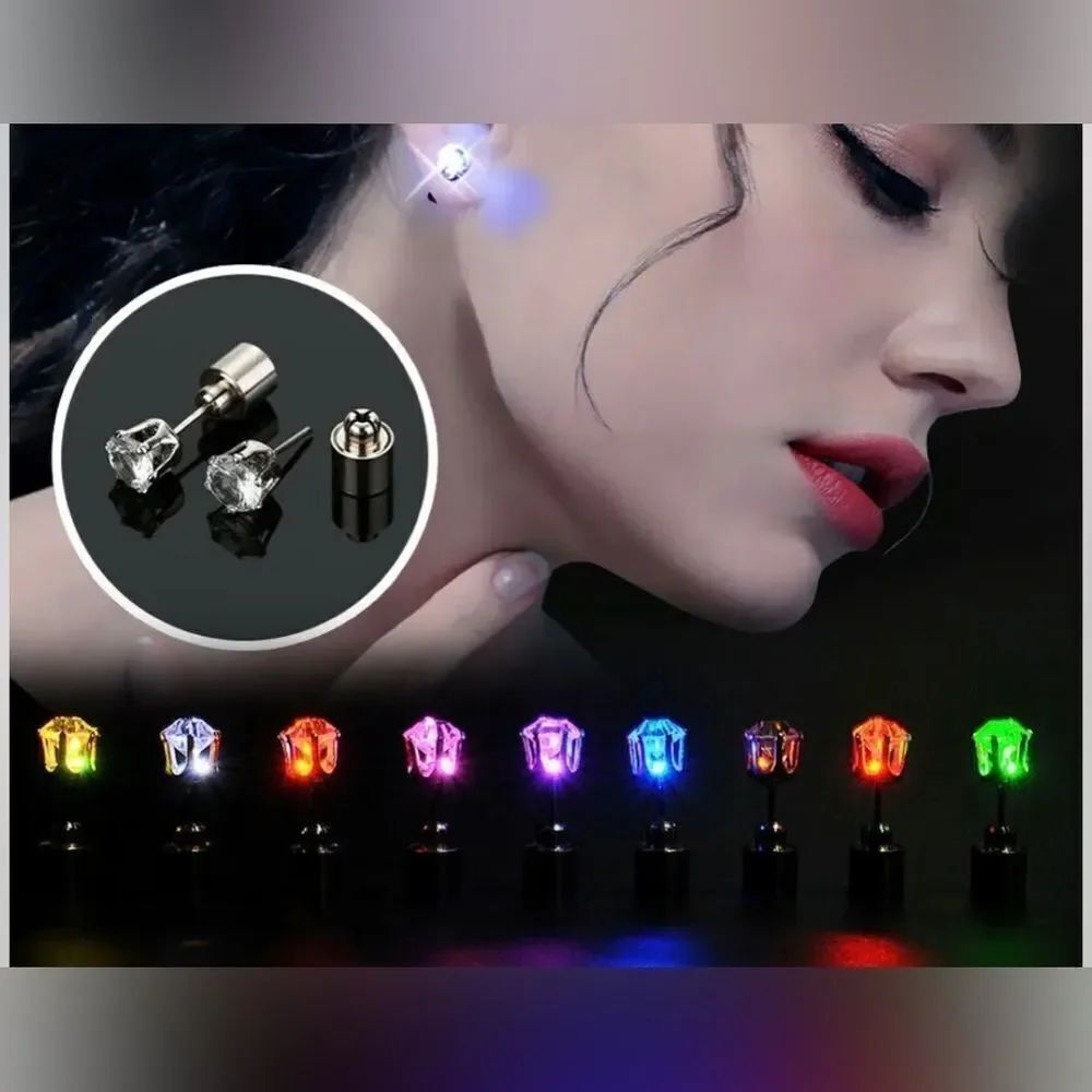 1/3/10 Pairs LED Light Up Ear Studs Earrings for Dance Fun parties!